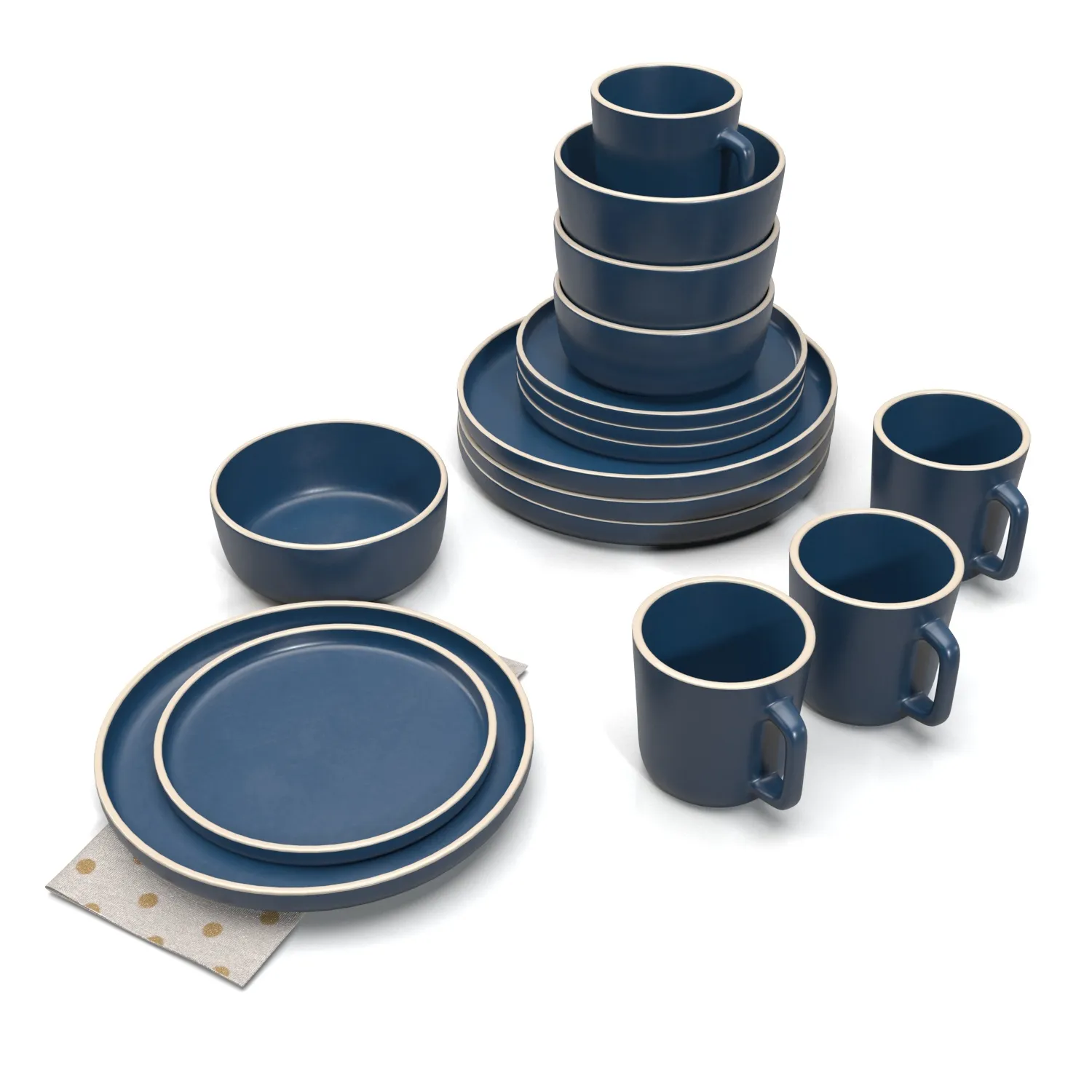 Gibson Home Zuma 16 Piece Round Kitchen Dinnerware Set PBR 3D Model_04